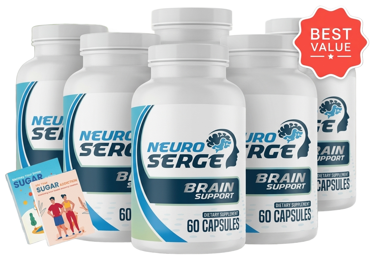 Neuro Serge brain support supplement best value multi-pack with bonus guides.