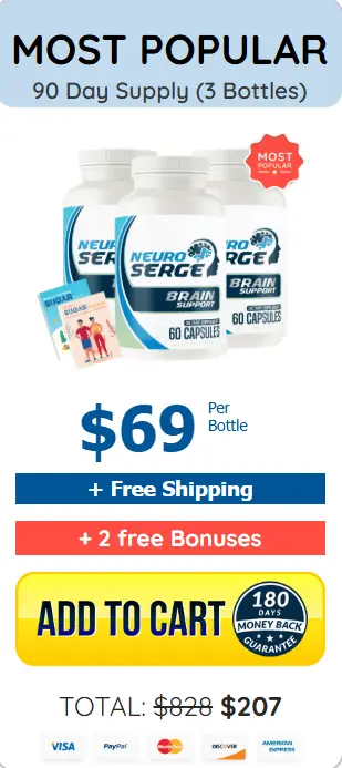 Neuro Surge Most Popular Pack: 3 bottles with 2 free bonuses and free shipping